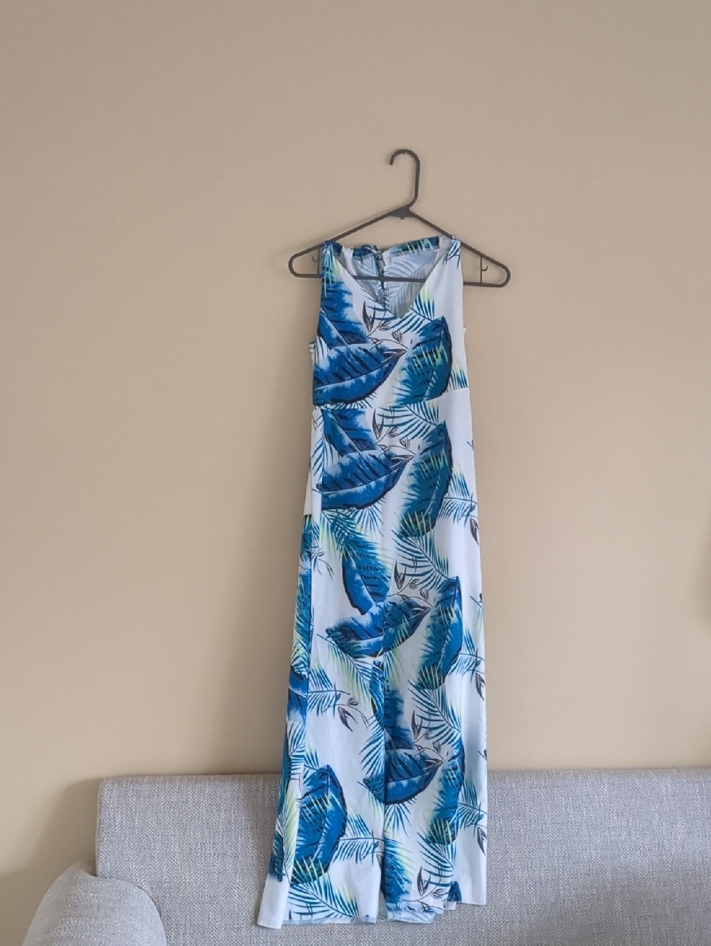 Small Savi Mom Tropical Dress Maternity Long Blue White